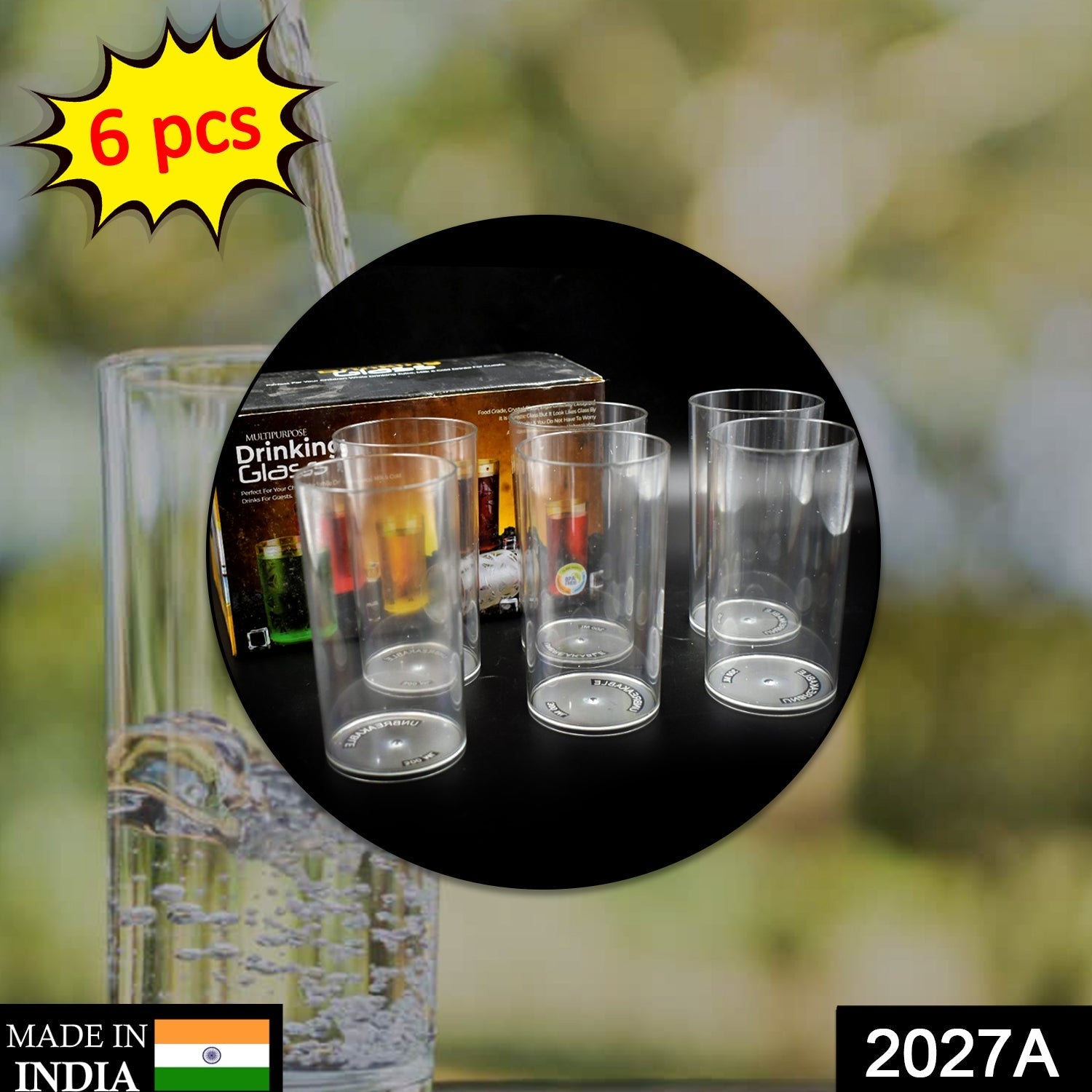 2027A 6 Pcs Large Plastic Glass 300Ml used in all kinds of kitchen and official purposes for drinking water and beverages etc. 2027A 6 Pcs Large Plastic Glass 300Ml used in all kinds of kitchen and official purposes for drinking water and beverages etc.